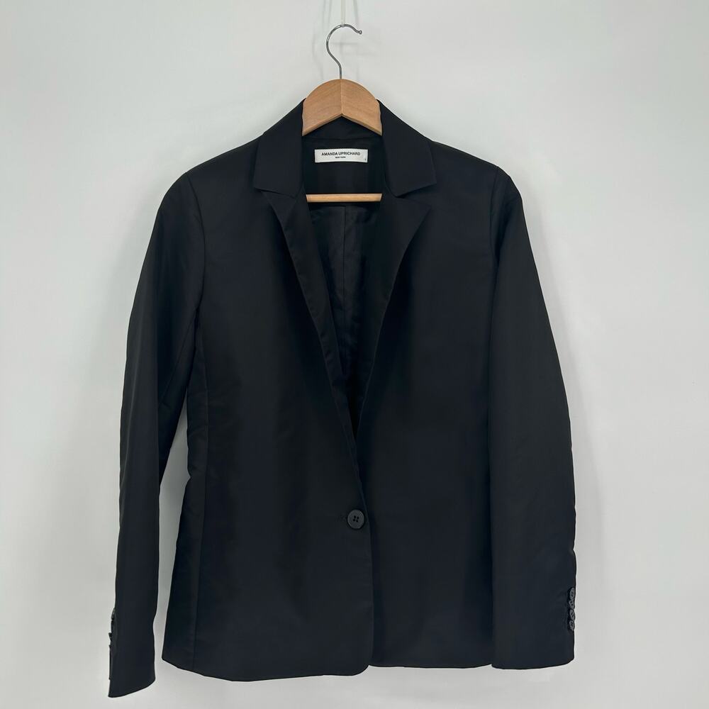 Amanda Uprichard Satin-Look Black‎ Blazer | Size S